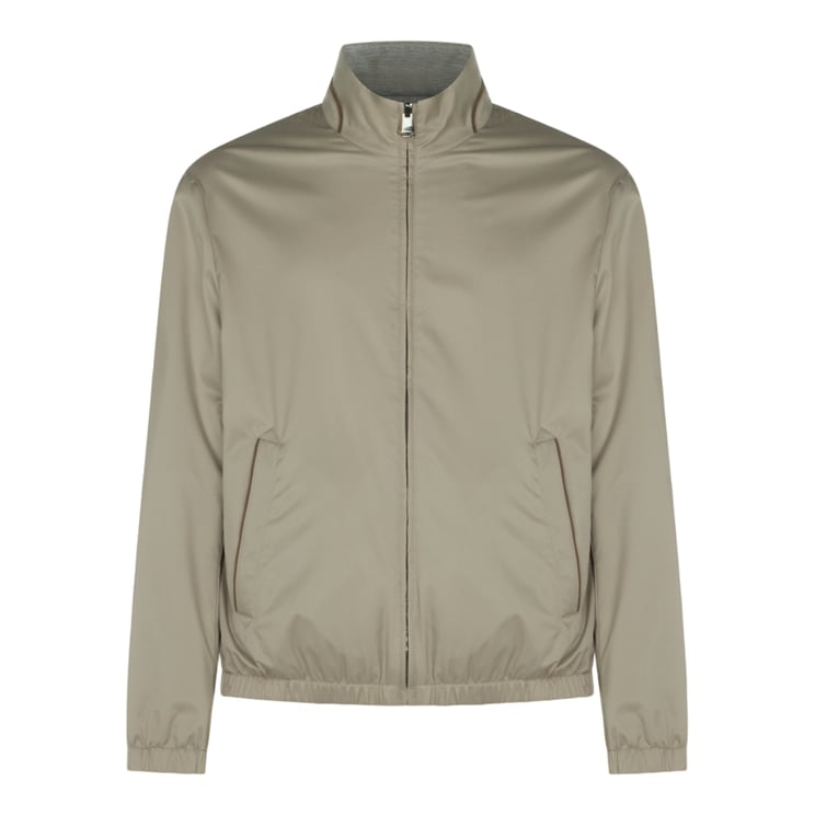 Canali Minimalist High Collar Jacket With Front Zipper And Smooth Finish