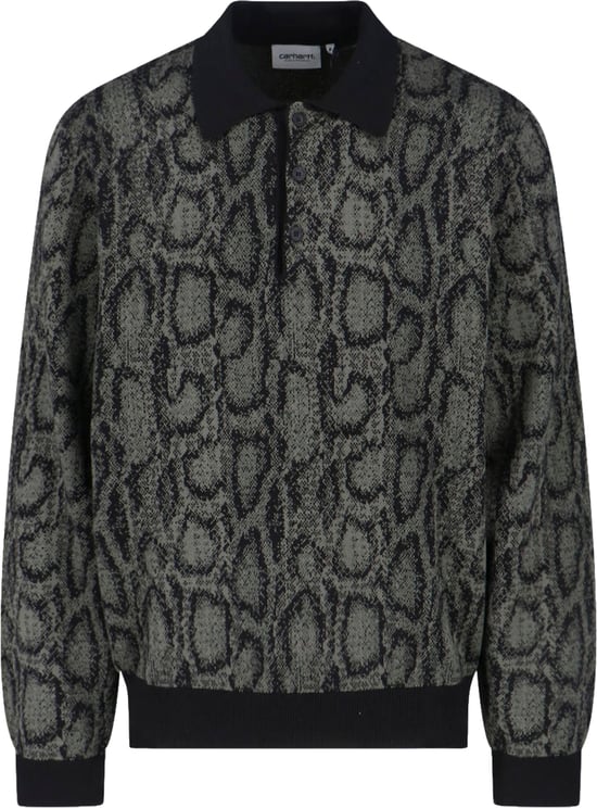 Carhartt Green Snake Print Long-Sleeve Polo Sweater