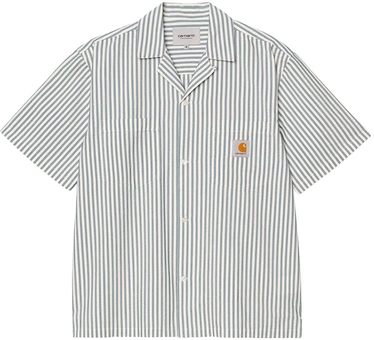 Carhartt carhartt wip s s leavel shirt coton raye bleu