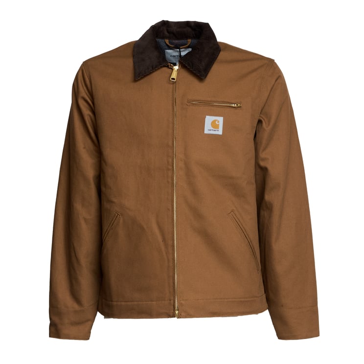 Carhartt Brown Cotton Casual Jacket with Velvet Collar and Adjustable Features