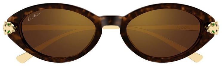 Cartier Havana Panthère De Cartier Recycled Acetate Metal Almond Sunglasses