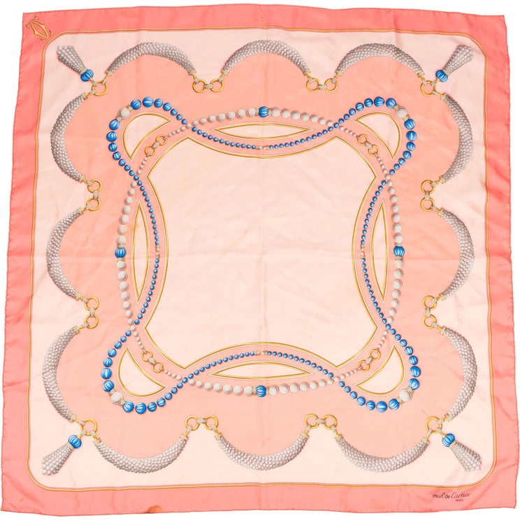 Cartier Cartier Pearl Tassel Motif Silk Scarf Tuch
