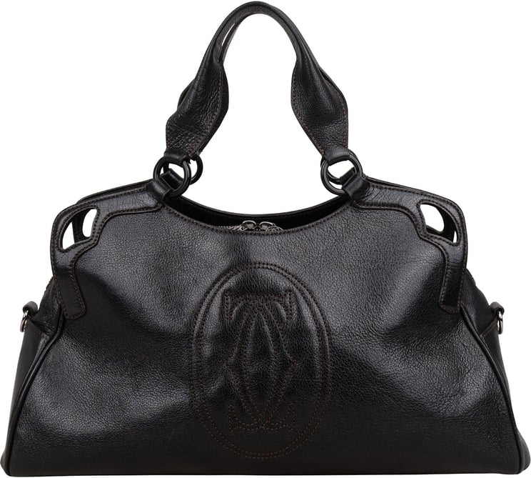 Cartier Cartier Black Grained Leather Marcello de Cartier Handbag