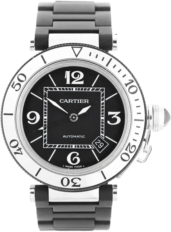 Cartier CARTIER Pasha Seatimer WW31077U2 2790520750MX SS x Rubber AT Watch with Black Dial