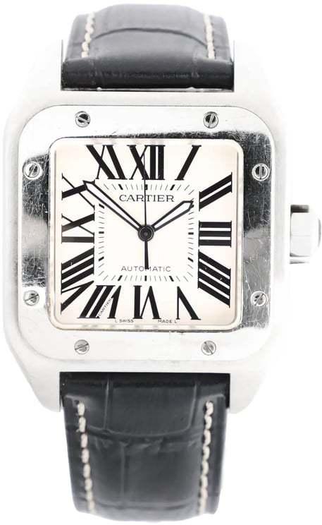 Cartier Cartier Santos 100 W20076X8 2656733456CE SS AT Watch with White Dial