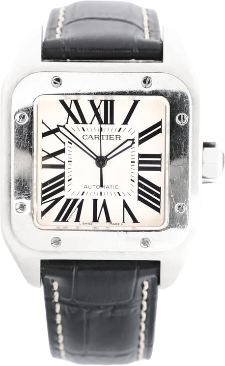 Cartier Cartier Santos 100 W20076X8 2656733456CE SS AT Watch with White Dial