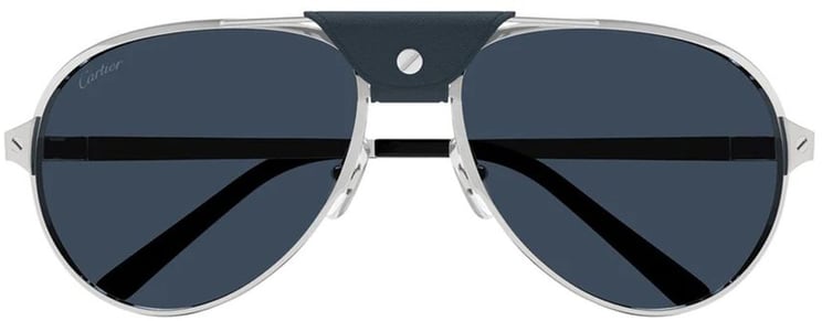 Cartier Ct0034S Santos De Metal Frame Pilot Sunglasses