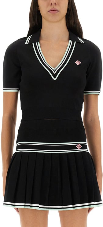 Casablanca VISCOSE V-NECK POLO SHIRT