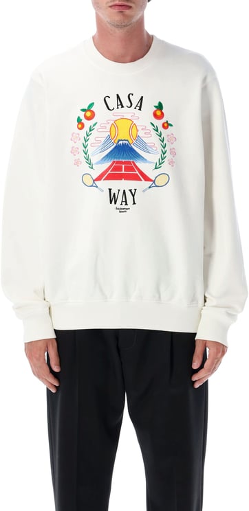 Casablanca Casa Way Mountain Embroidered Sweatshirt Beige
