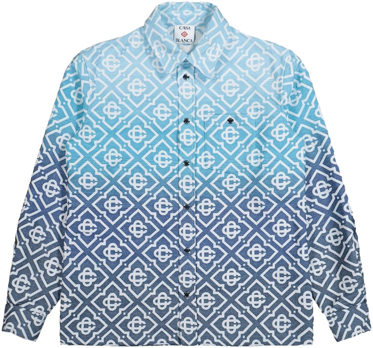 Casablanca Casablanca Heren Boucle Jacquard Shacket Blauw overhemd