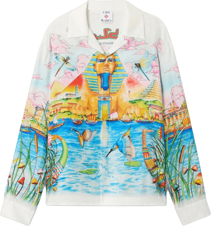 Casablanca EGYPT AS IT WAS LINEN BLEND SHIRT