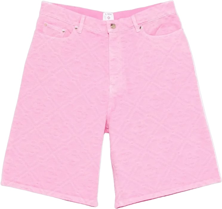 Casablanca ROZE DENIM SHORTS MET LASERMONOGRAM