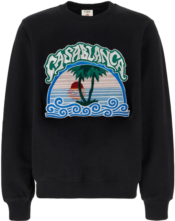 Casablanca Casablanca Black cotton Tree Emblem sweater