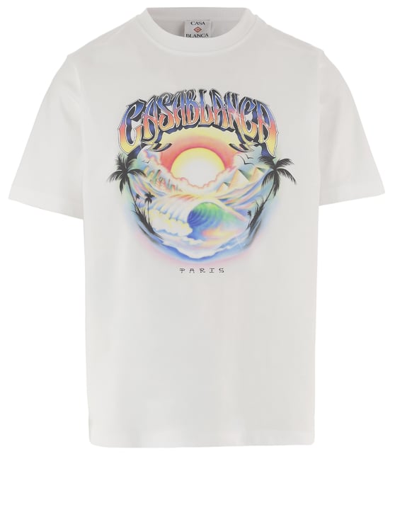Casablanca White Front Logo Cotton T-Shirt