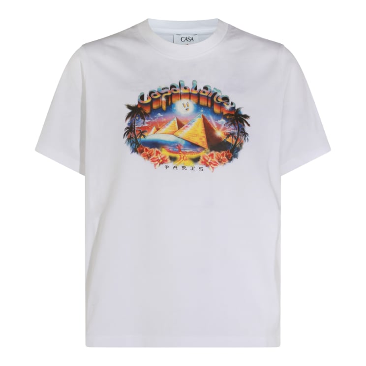 Casablanca White Graphic Print T-Shirt with Artistic Elements