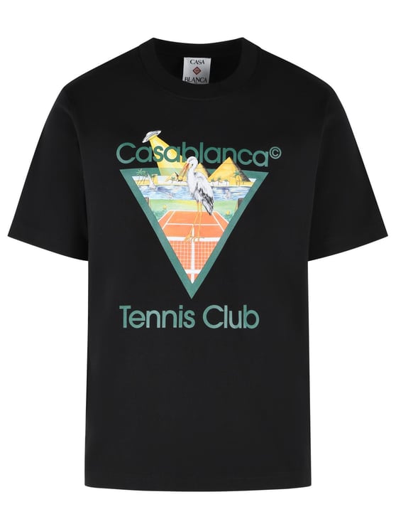 Casablanca 'Tennis Club Triangle' Black Cotton T-Shirt