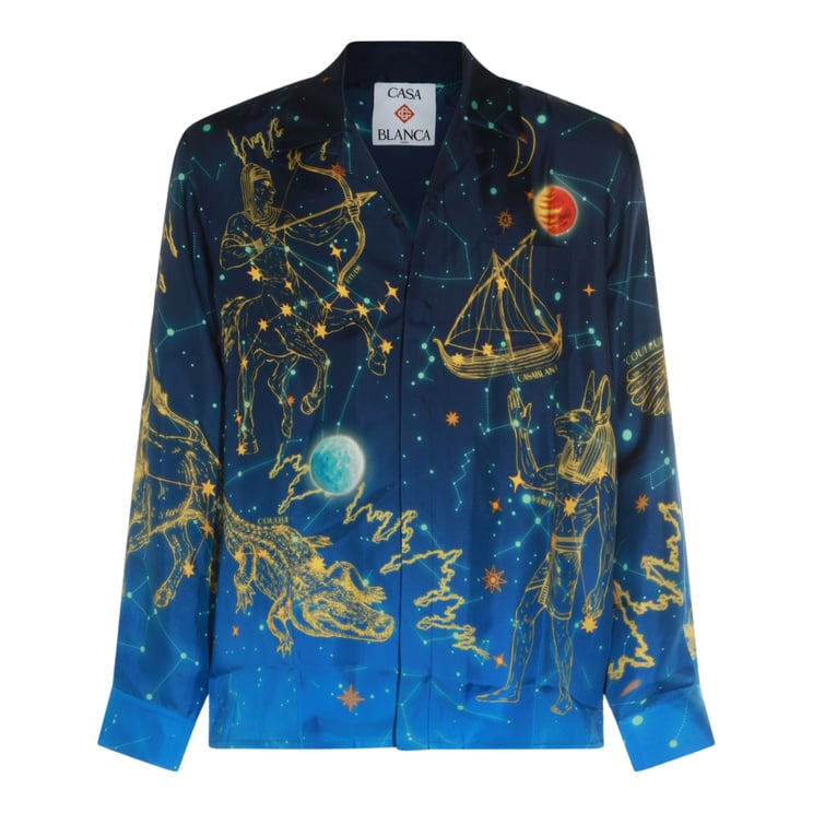 Casablanca Celestial-Themed Print Casual Shirt with Classic Collar