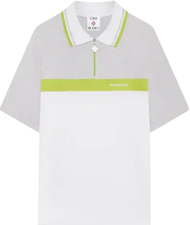 Casablanca Heren Quarter Zip Polo Wit/Grijs