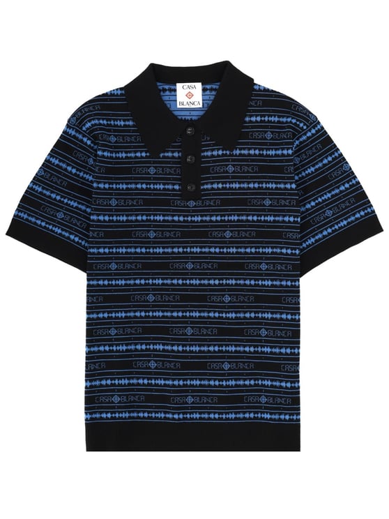 Casablanca Sound Wave Stripe Printed Polo Shirt