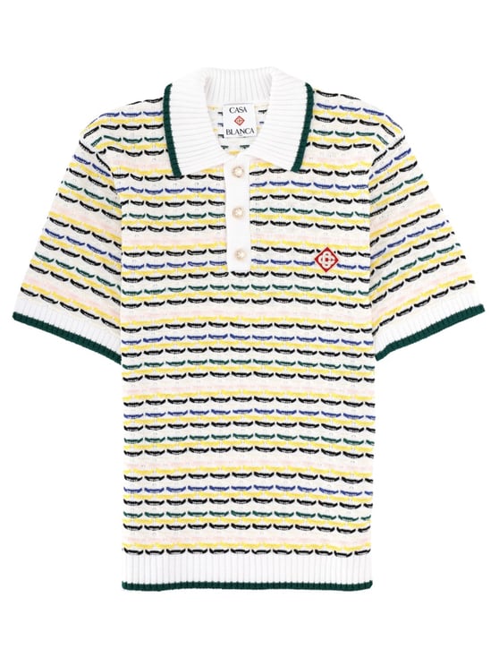 Casablanca Horizontal Stripes Contrasting Edges Polo Shirt