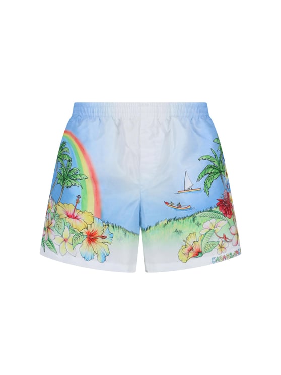 Casablanca Mid-Rise Elasticated Aloha Print Shorts From Casablanca