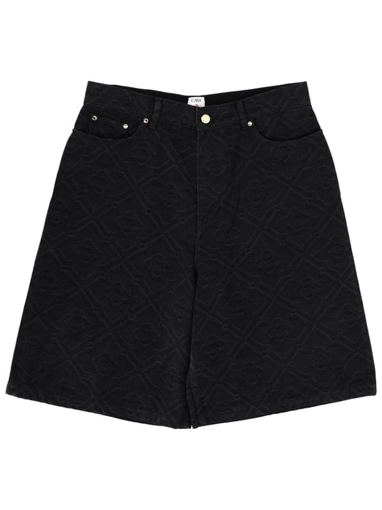 Casablanca Neutrals Laser Monogram Embossed Cotton Shorts