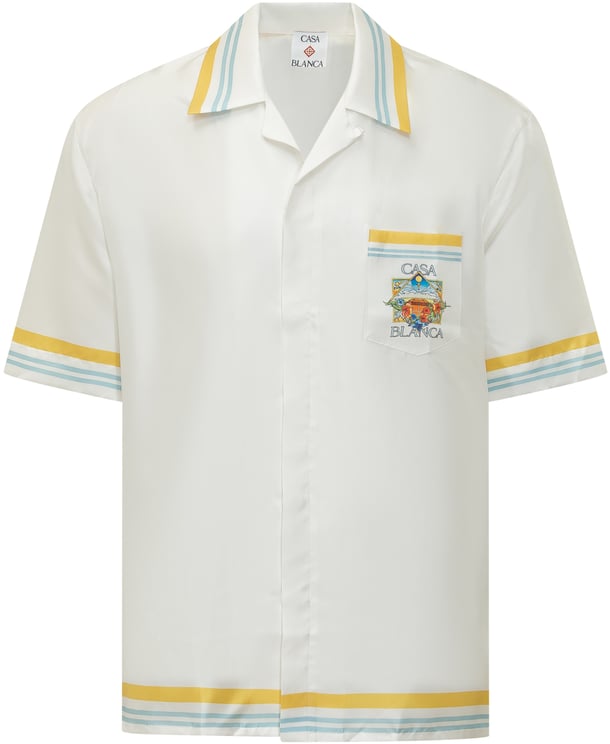 Casablanca Camicia a Maniche Corte con Collo Cubano