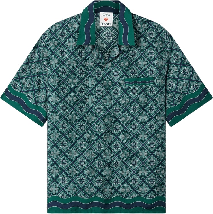 Casablanca SHIRT MET CUBAANSE KRAAG MET UITSTRALEND MONOGRAM IN ZIJDE TWILL