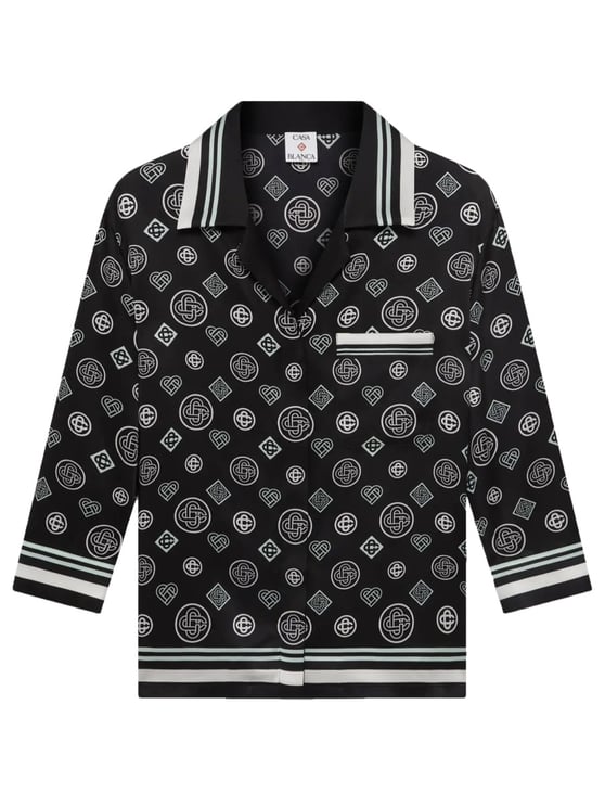 Casablanca Silk Monogram Print Relaxed Shirt