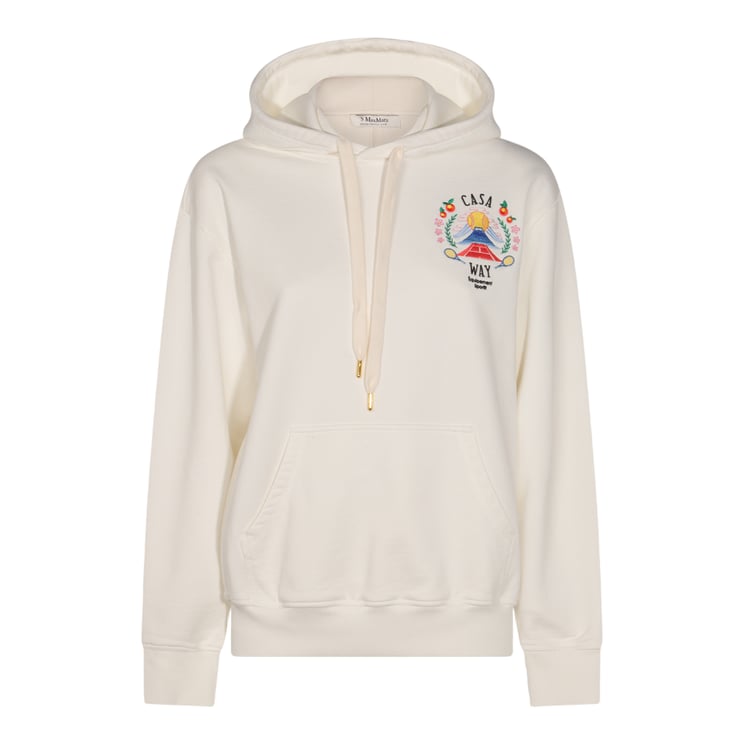 Casablanca Relaxed-Fit Creamy White Hoodie with Floral Embroidery
