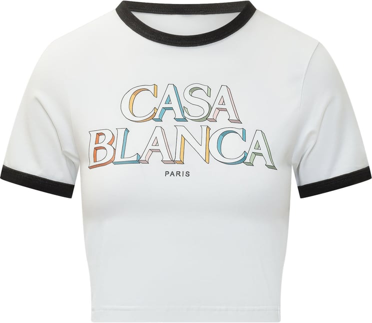 Casablanca T-shirt Cropped Baby con Lettering
