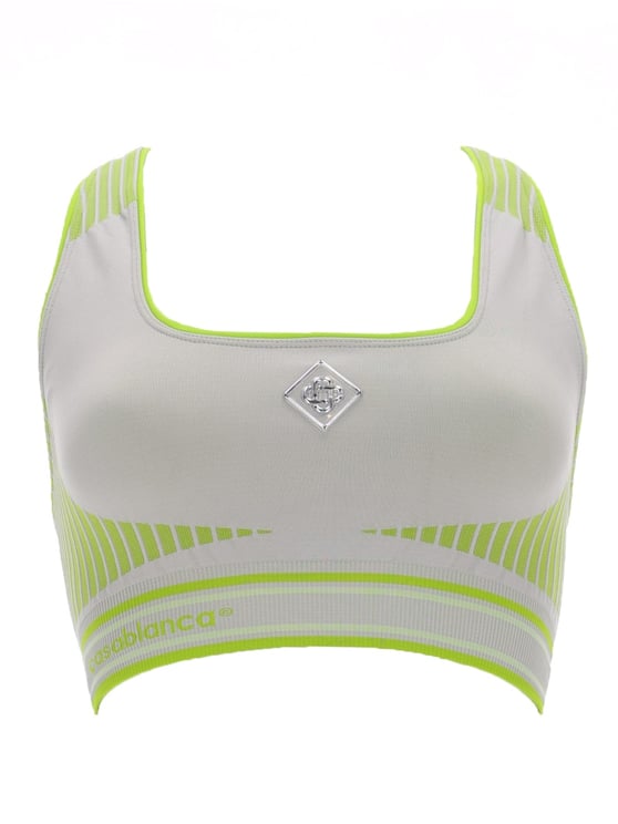 Casablanca Seamless Polyamide-Blend Striped Bralette Top