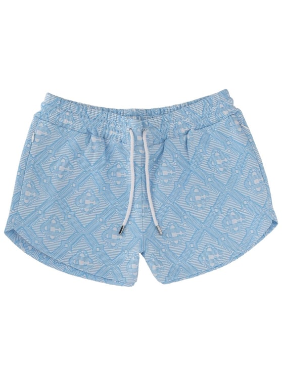 Casablanca Light Blue Monogram Weave Drawstring Shorts