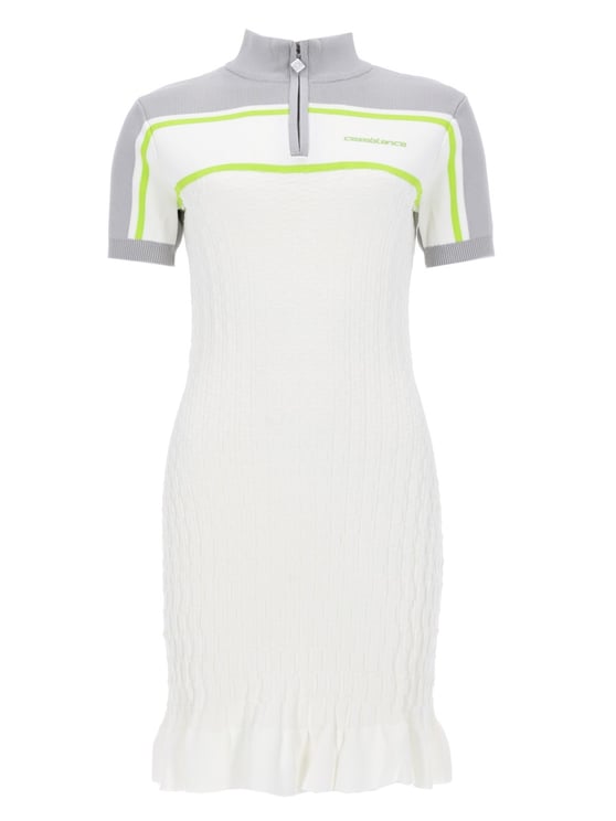 Casablanca Grey Tennis Neon Stripe Polo Shirt Dress