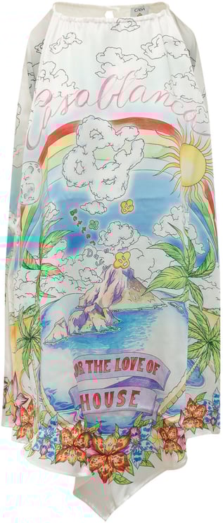 Casablanca Abito con Scollo all Americana e Stampa Grafica