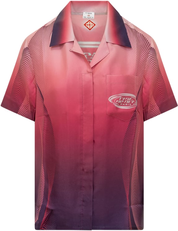 Casablanca Camicia con Collo Aperto e Stampa Sfumata