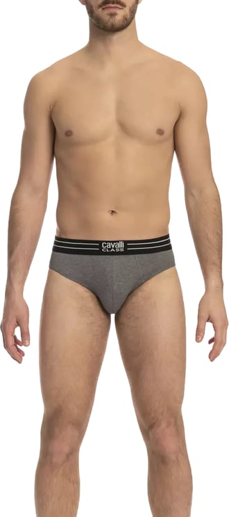 Cavalli Class Cavalli Class Gray Cotton Men Underwear Trio Pack