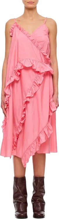 Cecilie Bahnsen Asymmetrical Ruffle Midi Dress In Light Taffeta