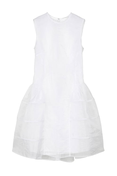 Cecilie Bahnsen Short Sleeveless Dress in Quilted Fabric with Bow Closure