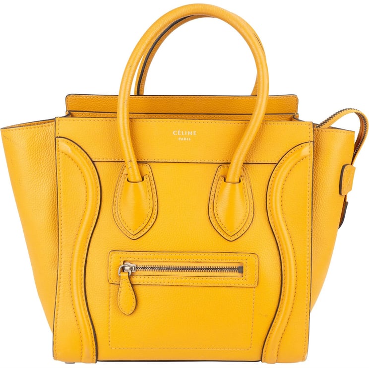 Celine Céline Yellow Leather Luggage Handbag