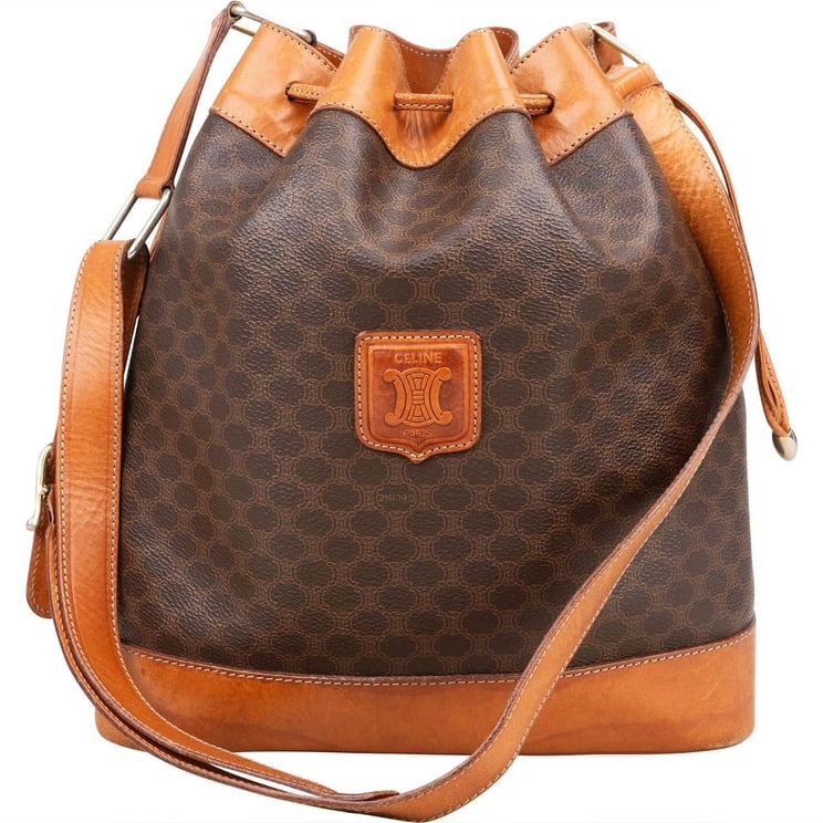 Celine Celine Macadam Canvas Drawstring Bucket Shoulder Bag