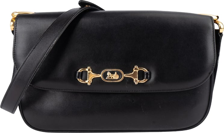 Celine Celine Black Leather Triomphe Shoulder Bag