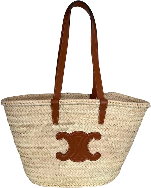 Celine Celine Korbtasche Medium braun aus Palmblättern und Kalbsleder / ungetragen