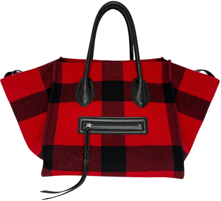 Celine CELINE Tartan Phantom Luggage Bag Wolle rot schwarz / gut