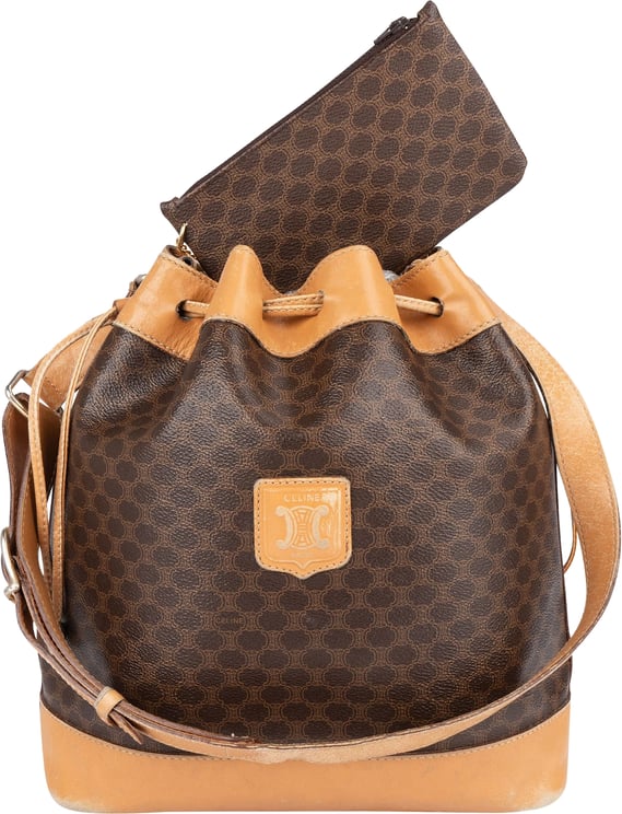 Celine Celine Monogram Macadam Drawstring Bucket Shoulder Bag