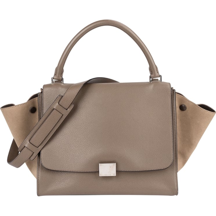 Celine Céline Drummed Calfskin and Suede Trapeze Handbag