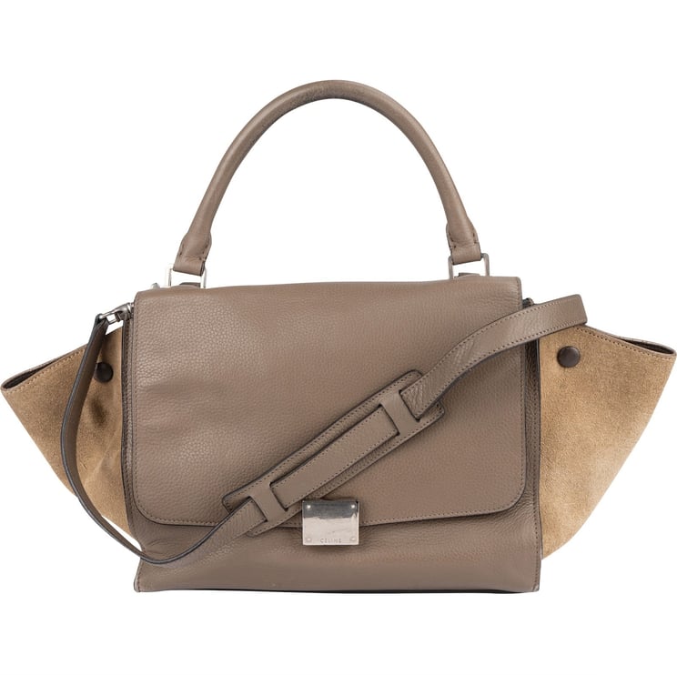 Celine Céline Drummed Suede Leather Trapeze Handbag