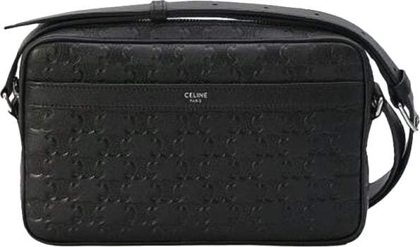 Celine Embossed Calf Leather Crossbody Bag with Adjustable Strap