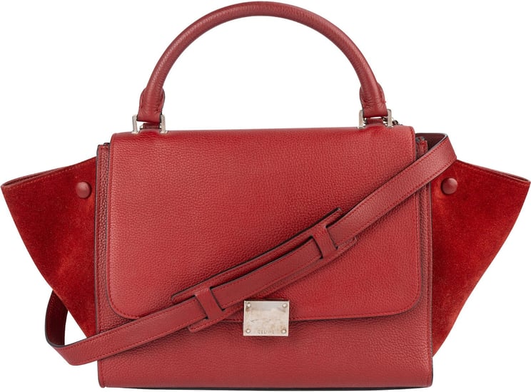 Celine Celine Grained Calfskin Suede Leather Trapeze Handbag