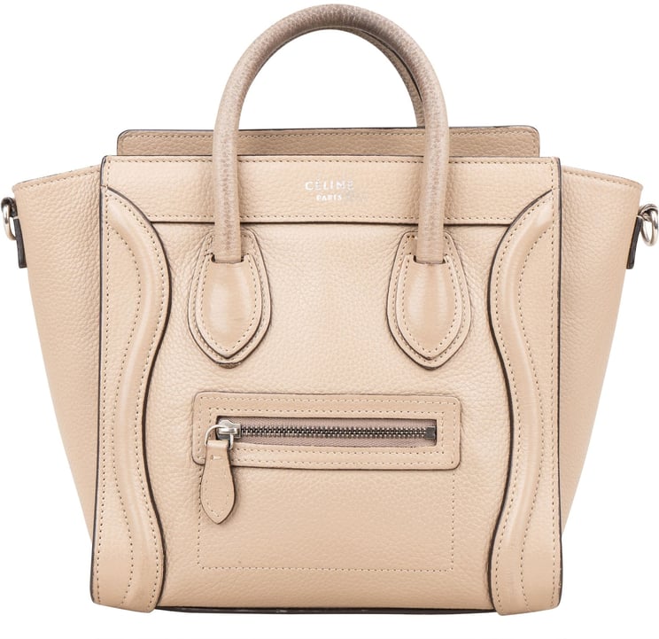 Celine Céline Drummed Calfskin Luggage Handbag
